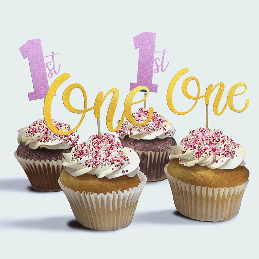 4-Pack of Girl's 1st Birthday Cupcakes