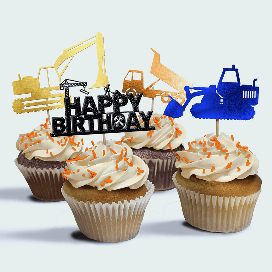 4-Pack of Construction Kid Birthday Cupcakes