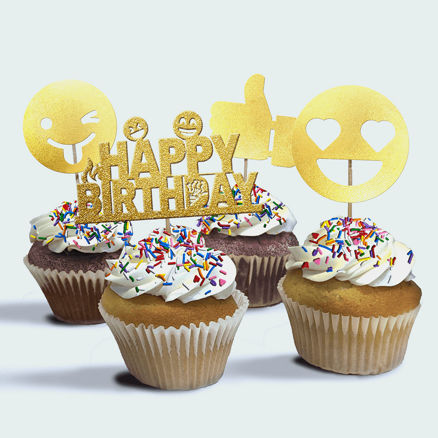 4-Pack of Emoji Birthday Cupcakes