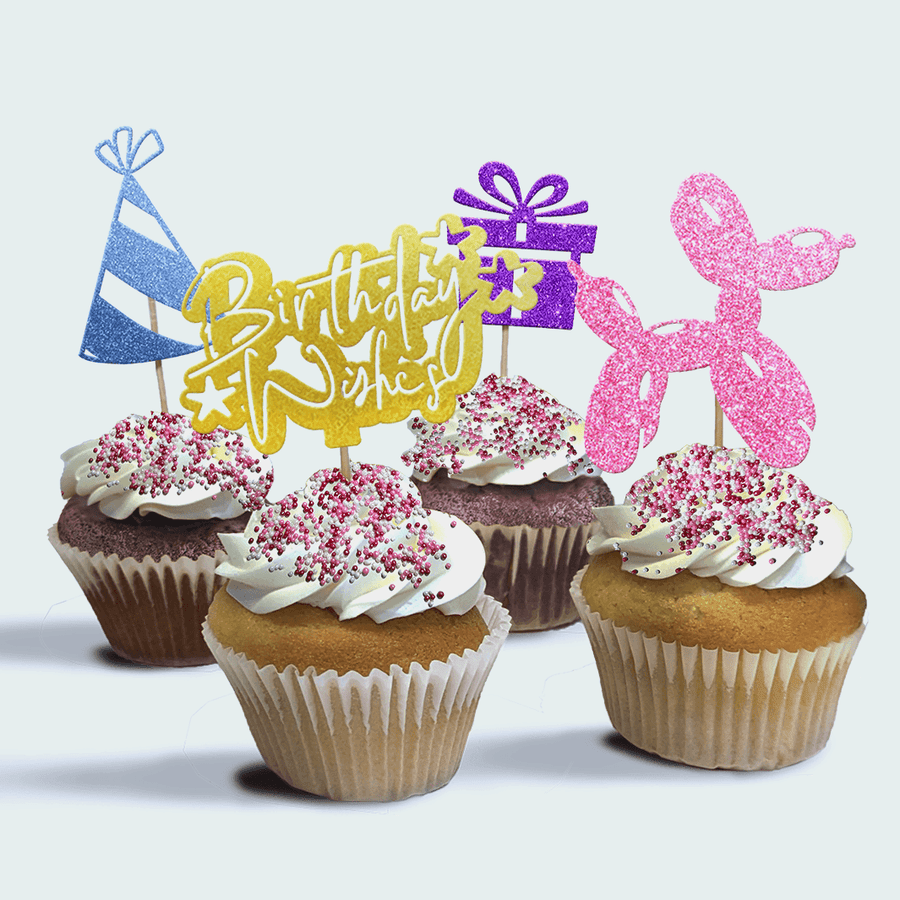 4-Pack of Feminine Birthday Cupcakes
