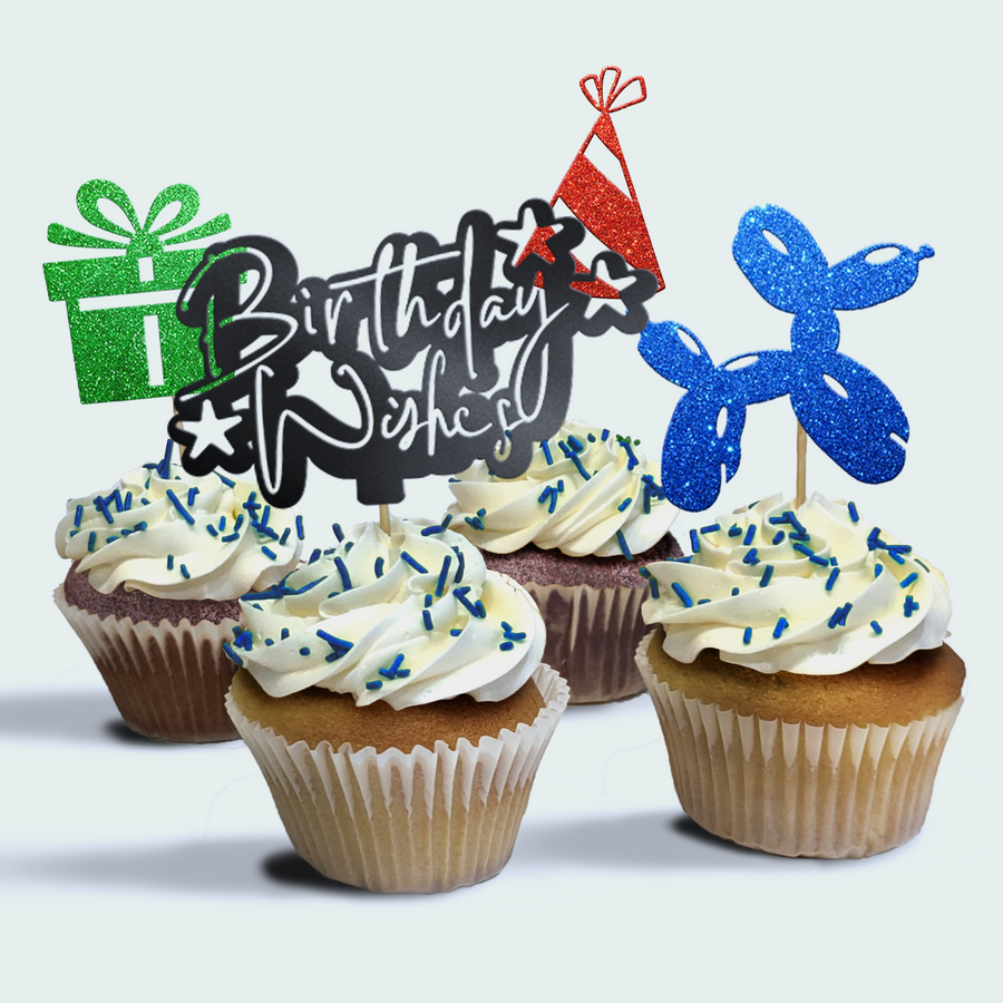 4-Pack of Masculine Birthday Cupcakes