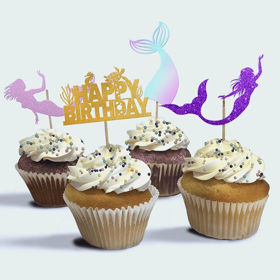 4-Pack of Mermaid Birthday Cupcakes