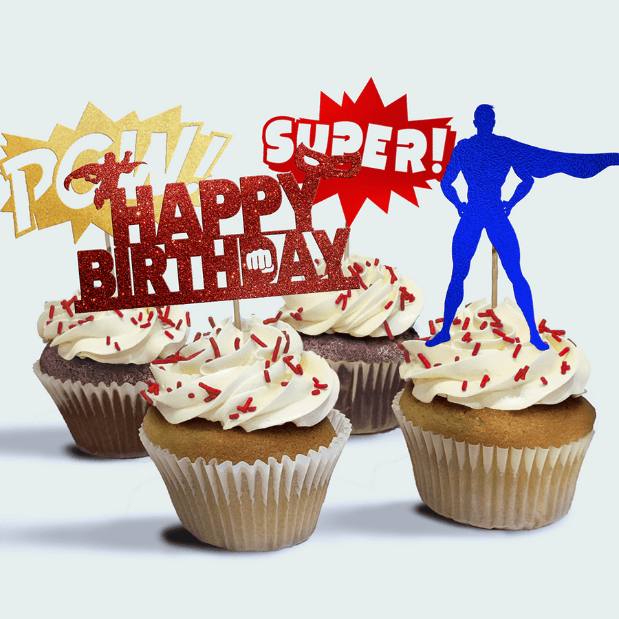 4-Pack of Super Hero Pop! Birthday Cupcakes