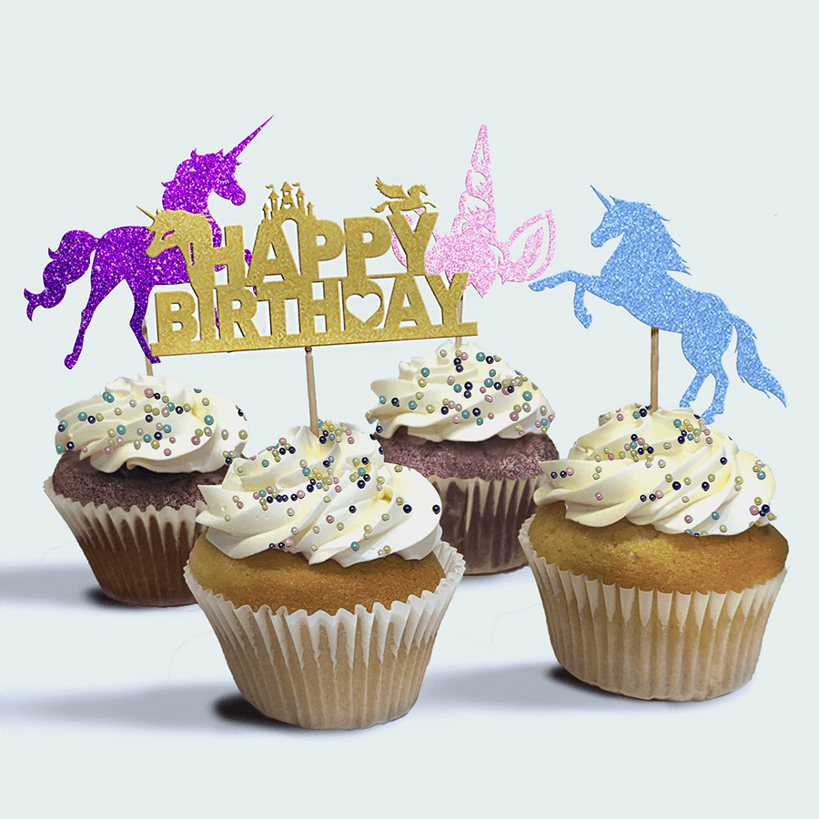 4-Pack of Unicorn Birthday Cupcakes