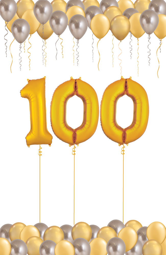 100 Day Celebration - Gold and Champagne Balloon Set