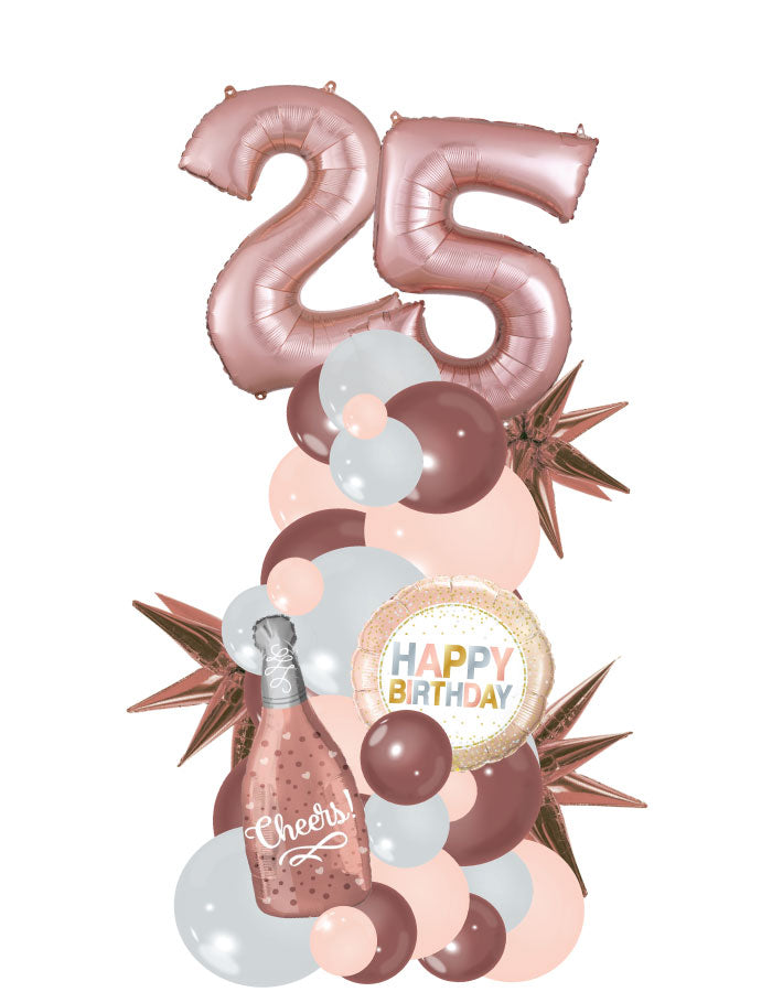 Blush Champgane Organic Column with Two Numbers Balloon Bouquet