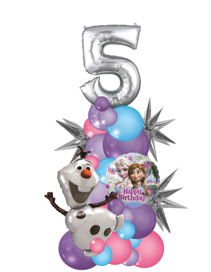 Frozen Organic Column with One Number Balloon Bouquet