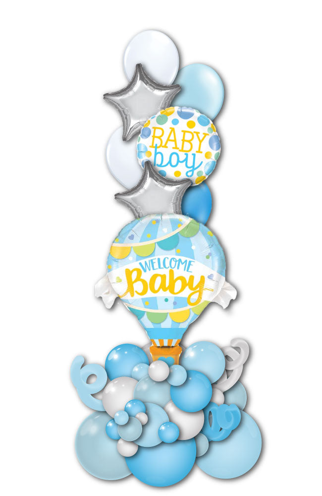 Baby Boy Birthday Balloon Tower