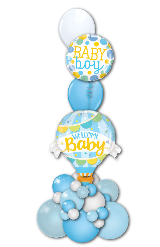 Baby Boy Birthday Balloon Tower