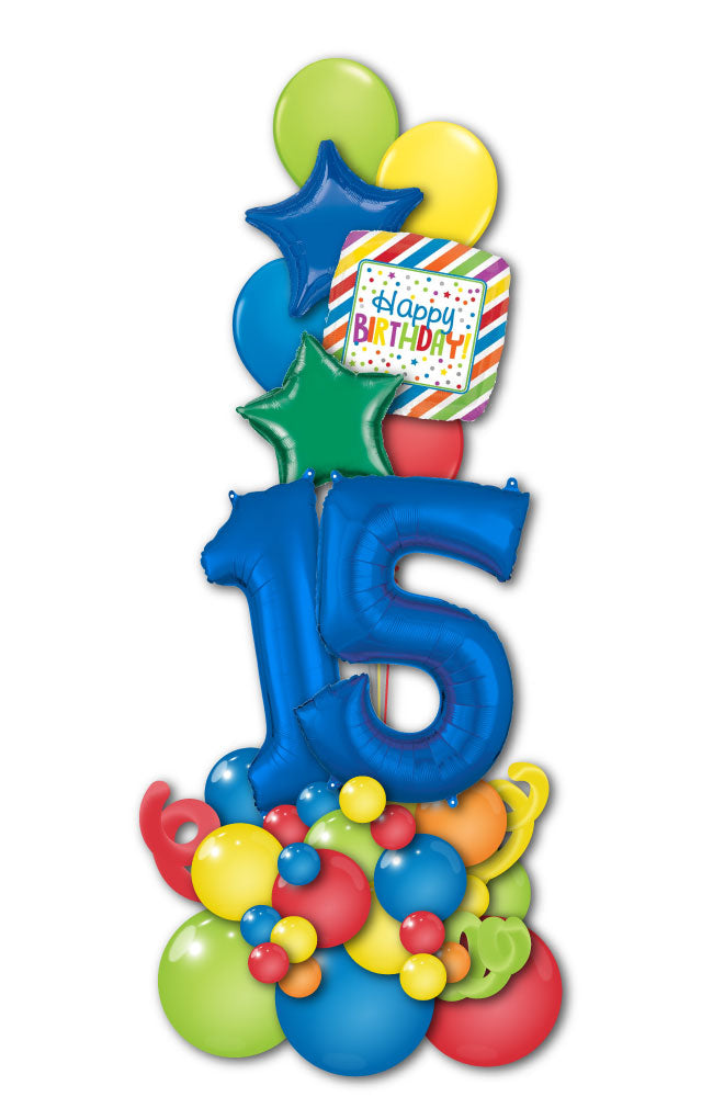 Blue Birthday Tower with Two Digit Number