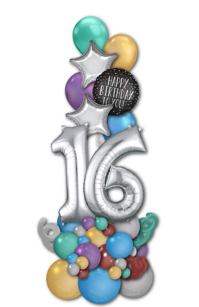 Silver Birthday Tower with Two Digit Number