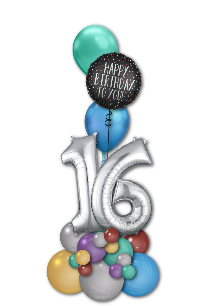 Silver Birthday Tower with Two Digit Number