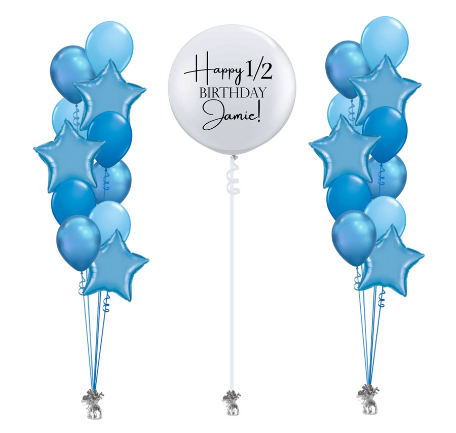 Happy Happy Birthday! - Blue Bouquet Party Pack with Custom Print