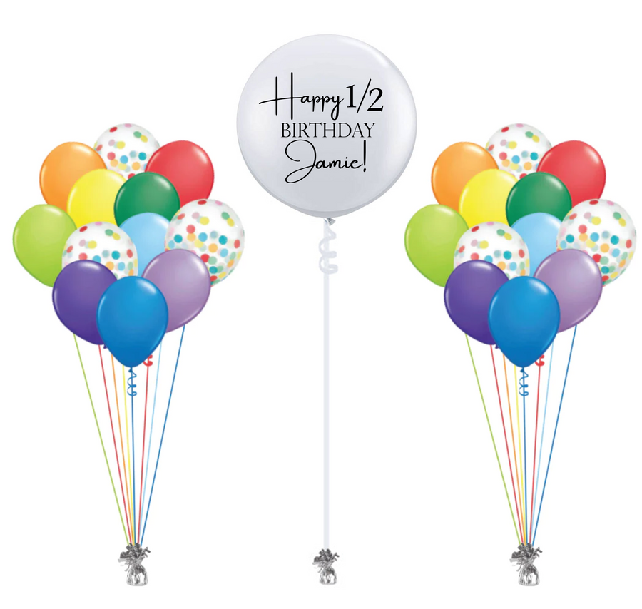 Happy Half Birthday! - Rainbow Bouquet Party Pack with Custom Print