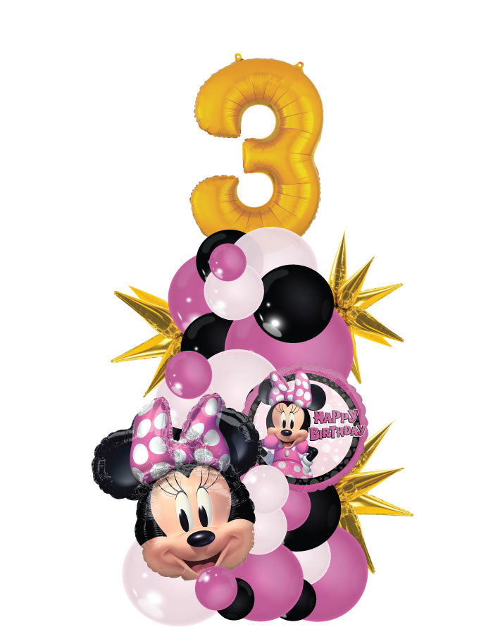 Minnie Organic Column with One Number Balloon Bouquet