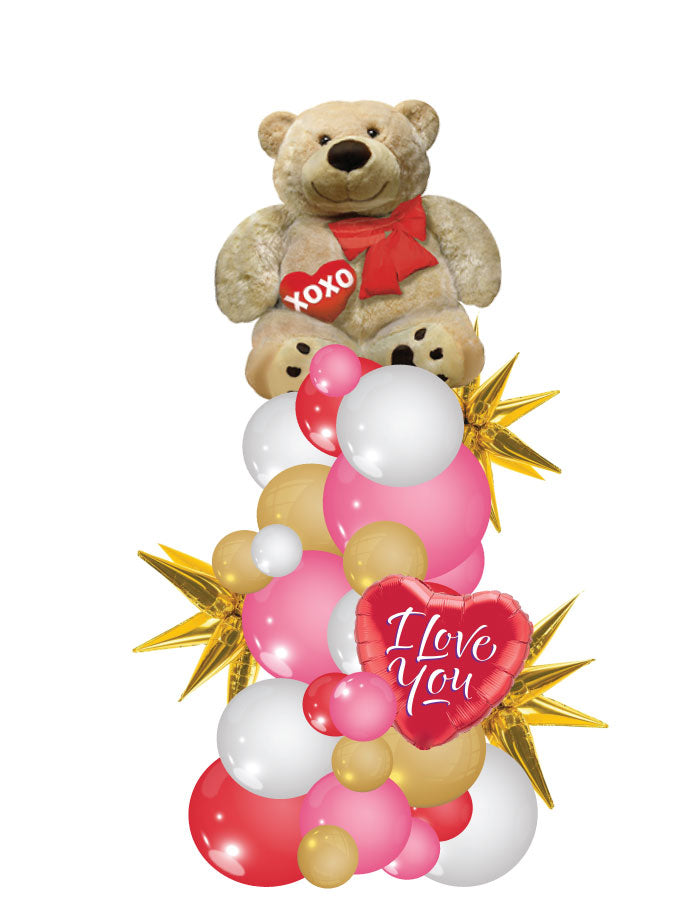 I Love You Beary Much! Organic Column Balloon Bouquet
