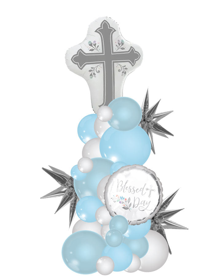 Blessed Day - Blue Organic Column Balloon Bouquet