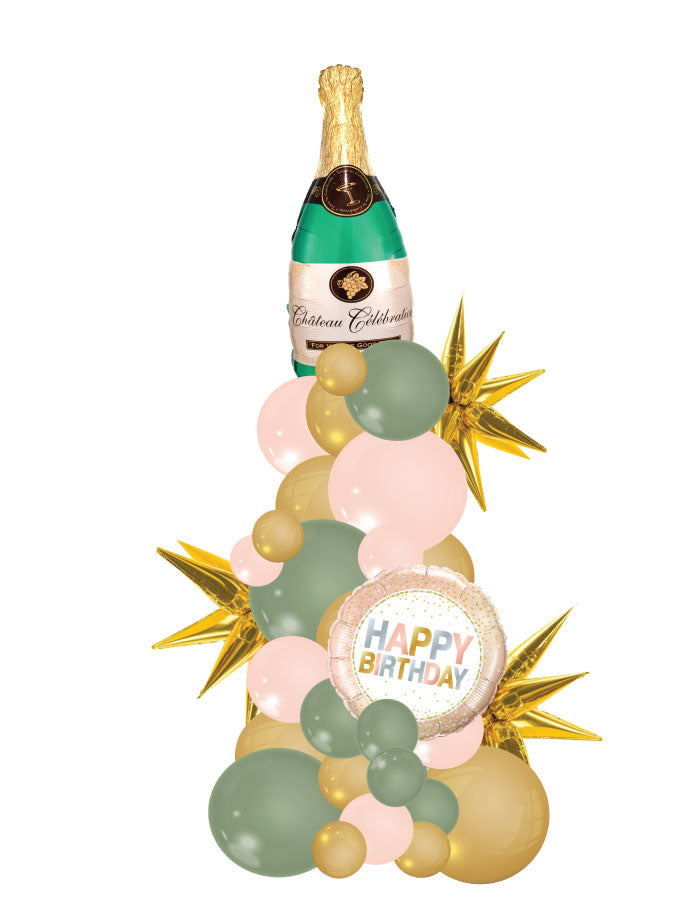 Eucalyptus Champagne Organic Column Balloon Bouquet