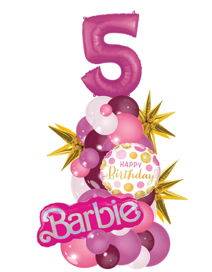 Barbie World Organic Column with One Number Balloon Bouquet