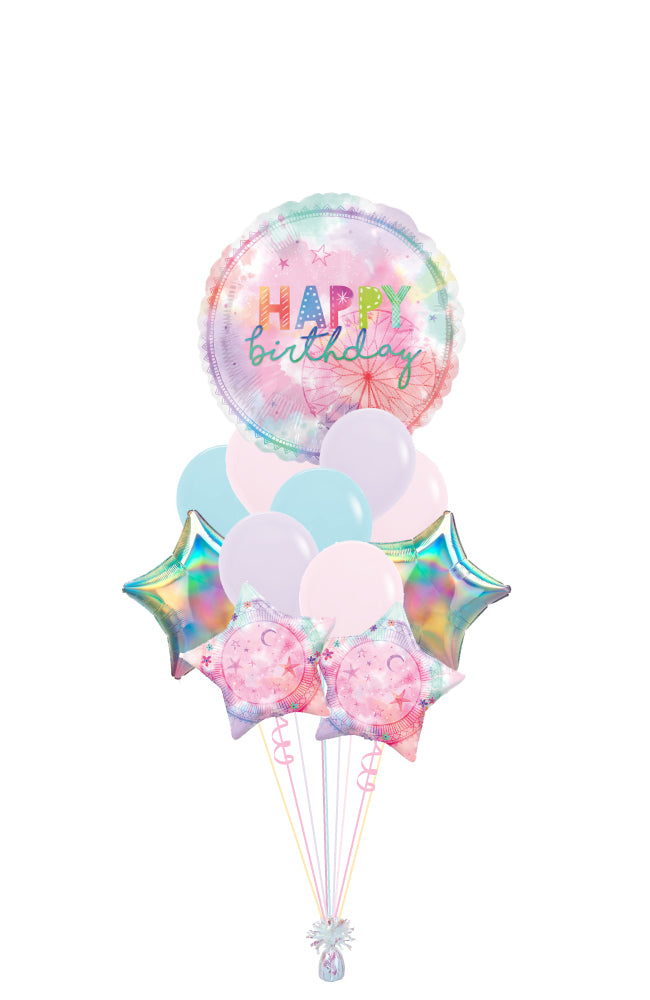 Shimmery Pastel Birthday Balloon Bouquet