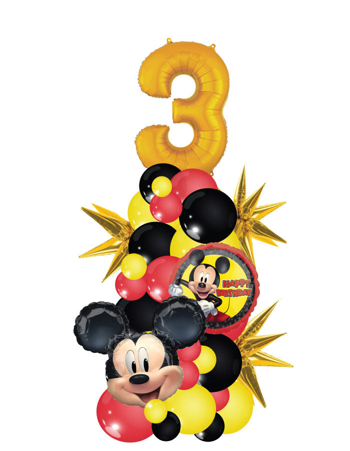  Mickey Orgnanic Column with One Number Balloon Bouquet