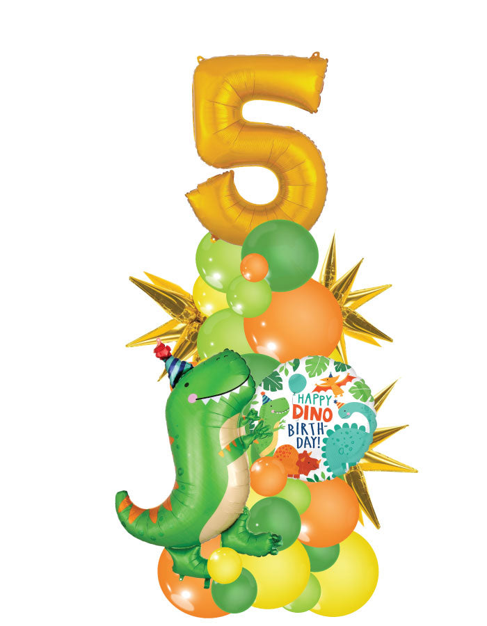 Dino-mite Orgnanic Column with One Number Balloon Bouquet