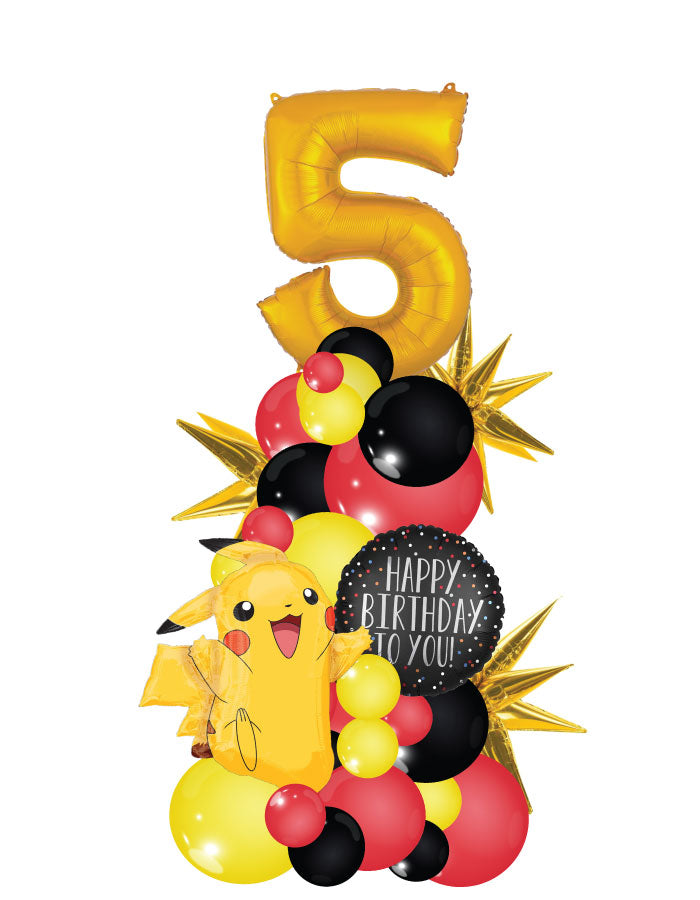 Pokemon Organic Column with One Number Balloon Bouquet