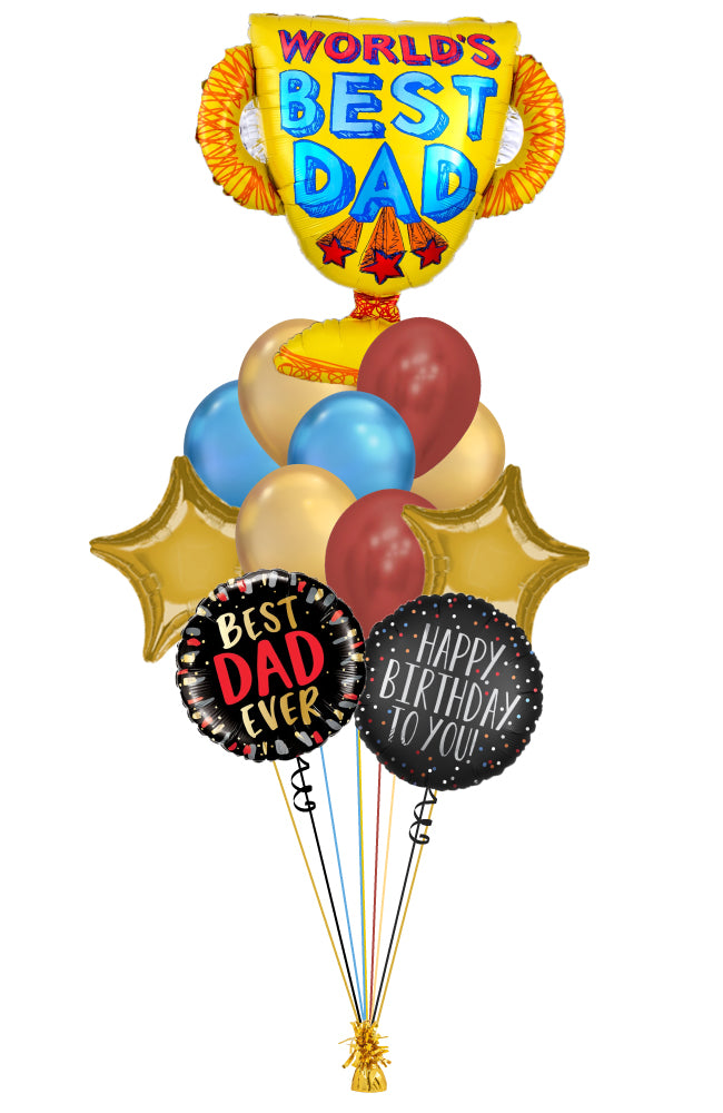 Happy Birthday to the World's Best Dad Balloon Bouquet
