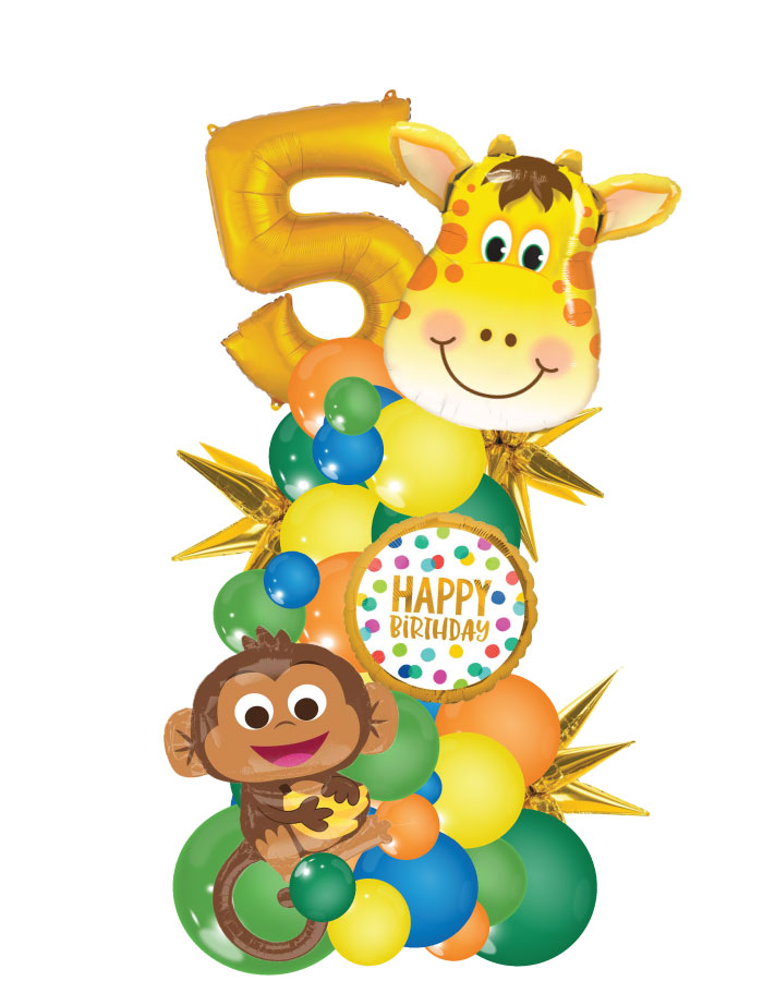Wild Organic Column with Two Numbers Balloon Bouquet