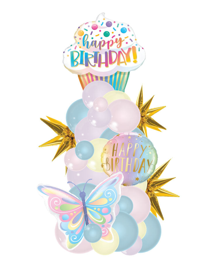 Pastel Organic Column with One Number Balloon Bouquet
