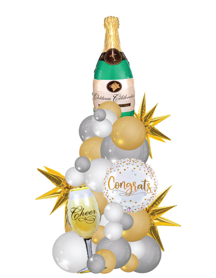 Champagne Organic Column with One Number Balloon Bouquet