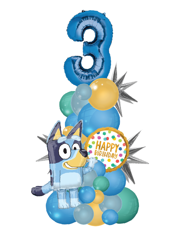 Bluey Organic Column with One Number Balloon Bouquet