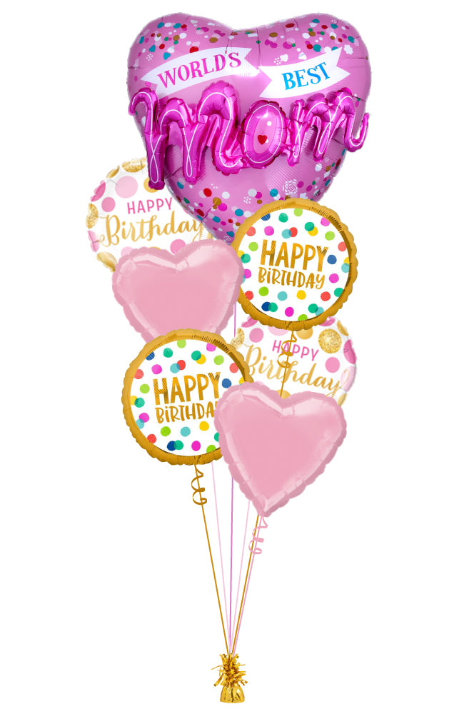 Happy Birthday to the World's Best Mom! Balloon Bouquet
