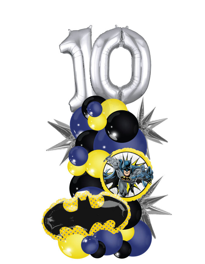 Batman Orgnanic Column with Two Numbers Balloon Bouquet