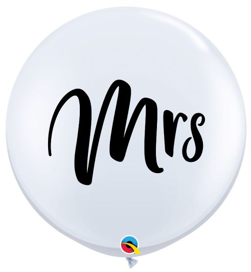36" White Jumbo Mrs. Balloon