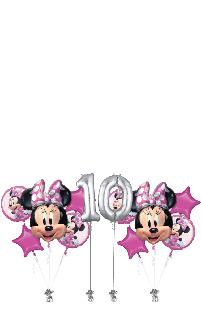 Minnie Birthday Bouquet Set with Silver Numbers
