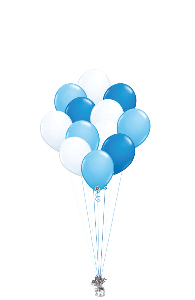 A Dozen Blue & White Balloons