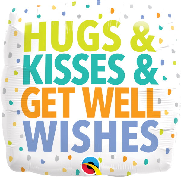 18" Hugs and Kisses Get Well Square