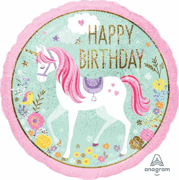 18" HBD Happy Birthday Unicorn