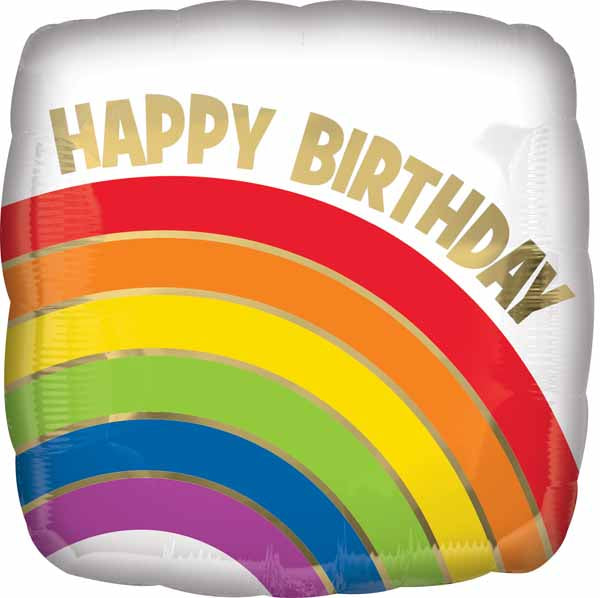 18" Gold Rainbow Happy Birthday